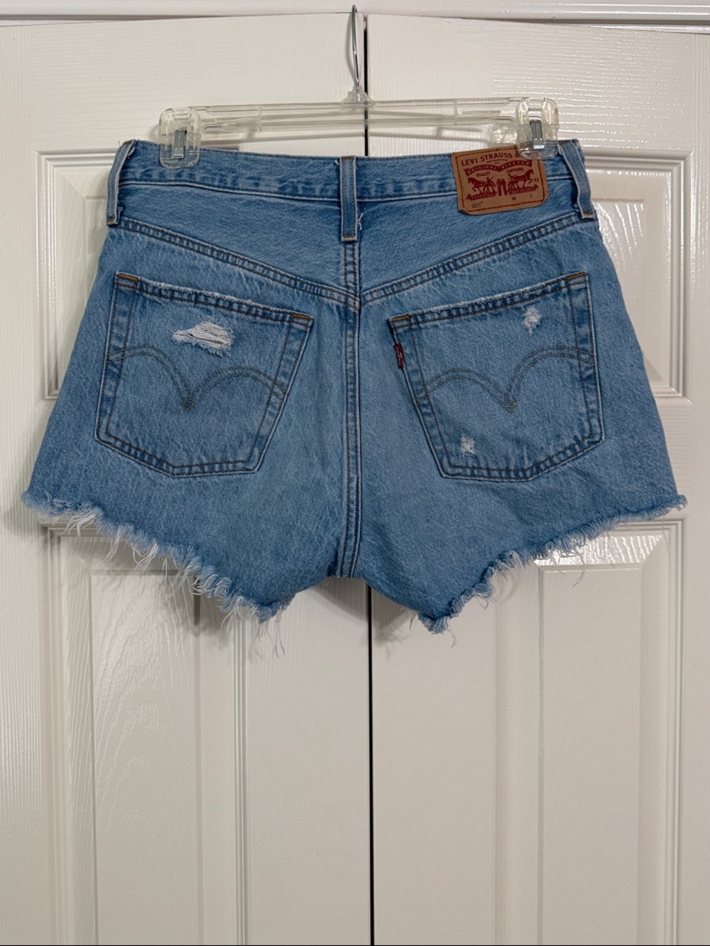 Levi's 501 Button Fly Cutoff Jean Shorts Size 26 Red Tag Blue Denim